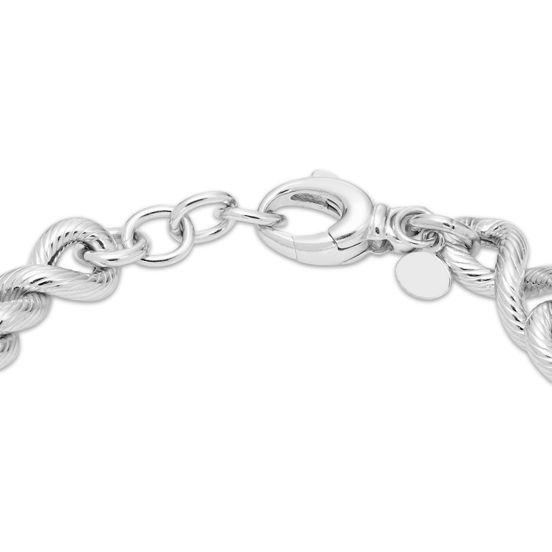 Main Image 3 of Hollow Textured Infinity Link Bracelet Sterling Silver 7.75&quot;