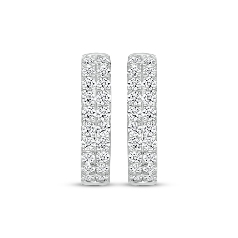 Main Image 2 of Lab-Grown Diamonds by KAY Two-Row Hoop Earrings 1 ct tw 10K White Gold