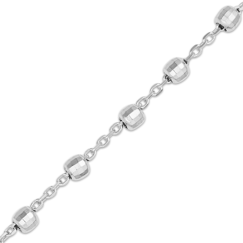 Main Image 2 of Hollow Disco Bead Station Necklace 14K White Gold 18&quot;