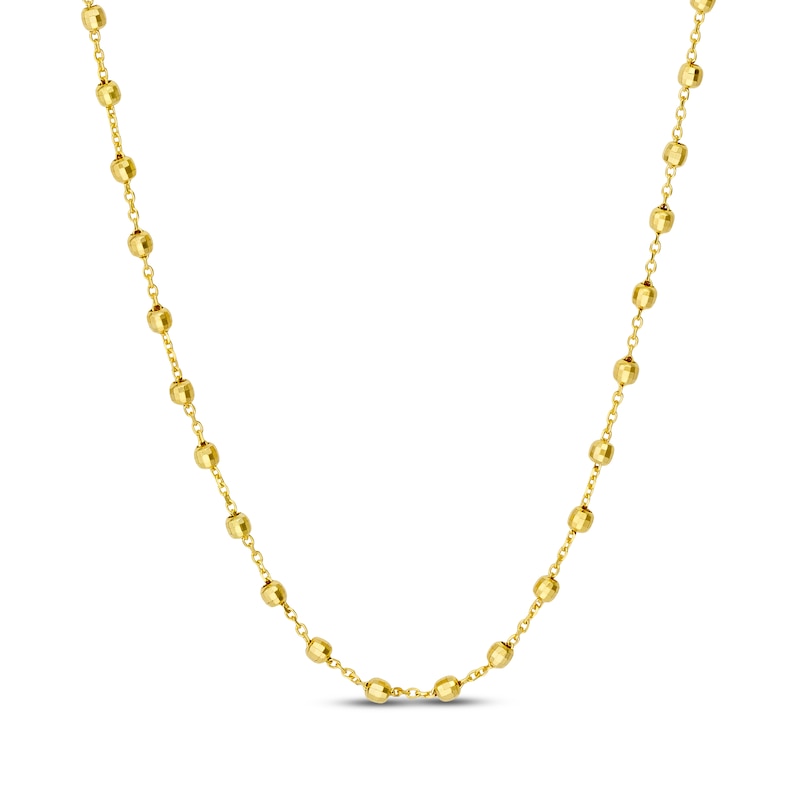 Main Image 1 of Hollow Disco Bead Station Necklace 14K Yellow Gold 18&quot;