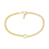 Thumbnail Image 0 of Hollow Herringbone & Curb Chain Bracelet with Circle Charm 14K Yellow Gold 7.5"