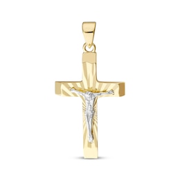 Diamond-Cut Crucifix Charm 10K Yellow Gold