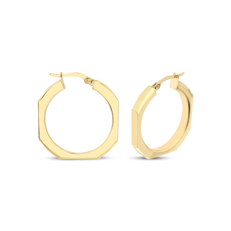 Main Image 1 of Octagon Angled Hoop Earrings 10K Yellow Gold 24.4mm