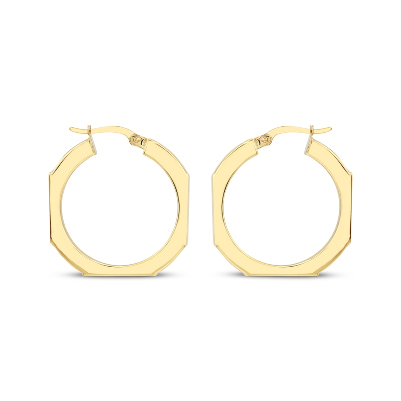 Main Image 2 of Octagon Angled Hoop Earrings 10K Yellow Gold 24.4mm