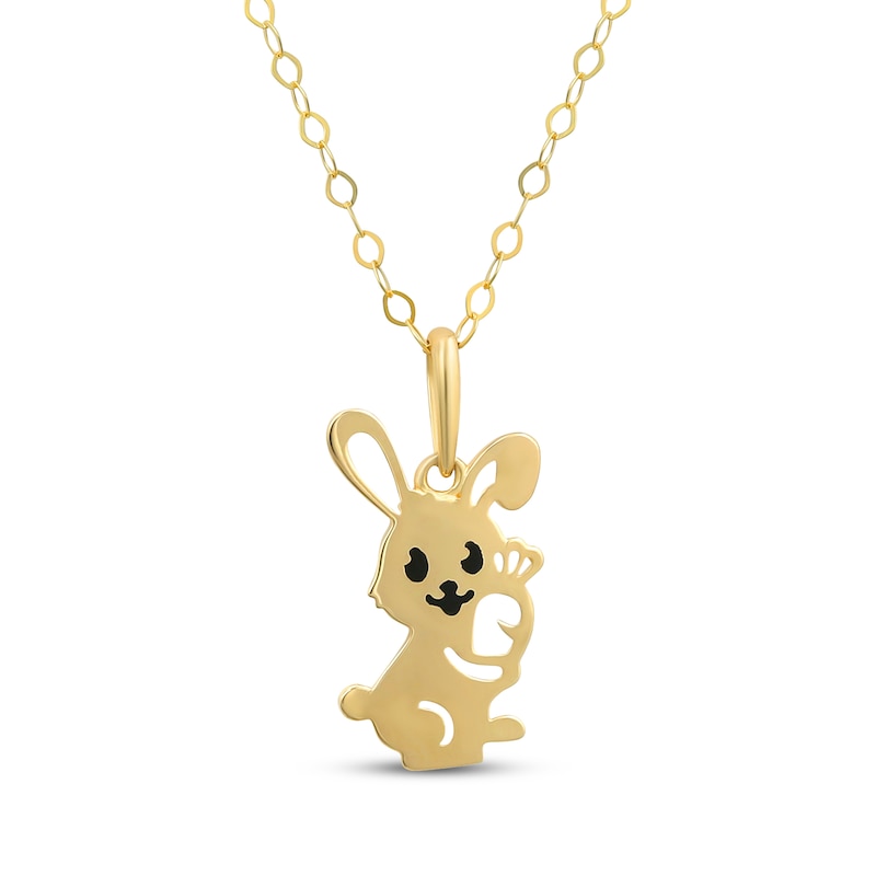 Main Image 1 of Children's Bunny Necklace 14K Yellow Gold 13&quot;