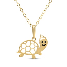 Children's Turtle Necklace 14K Yellow Gold 13&quot;