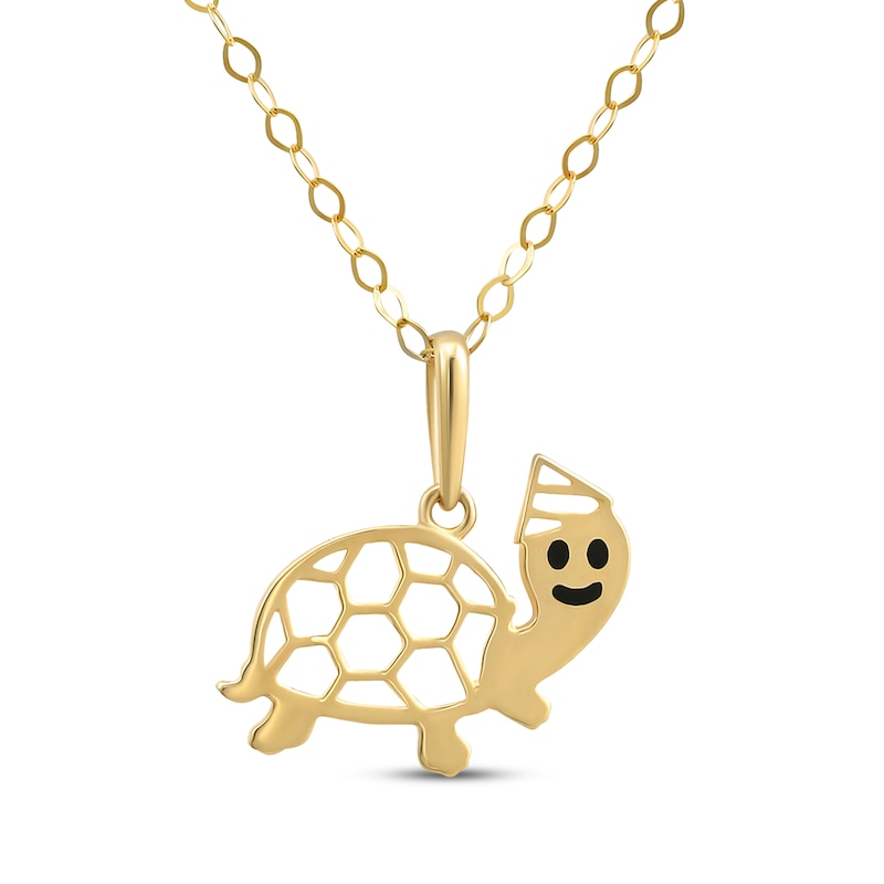 Main Image 1 of Children's Turtle Necklace 14K Yellow Gold 13&quot;