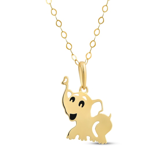 Children's Elephant Necklace 14K Yellow Gold 13"