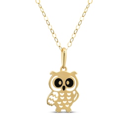 Children's Owl Necklace 14K Yellow Gold 13&quot;