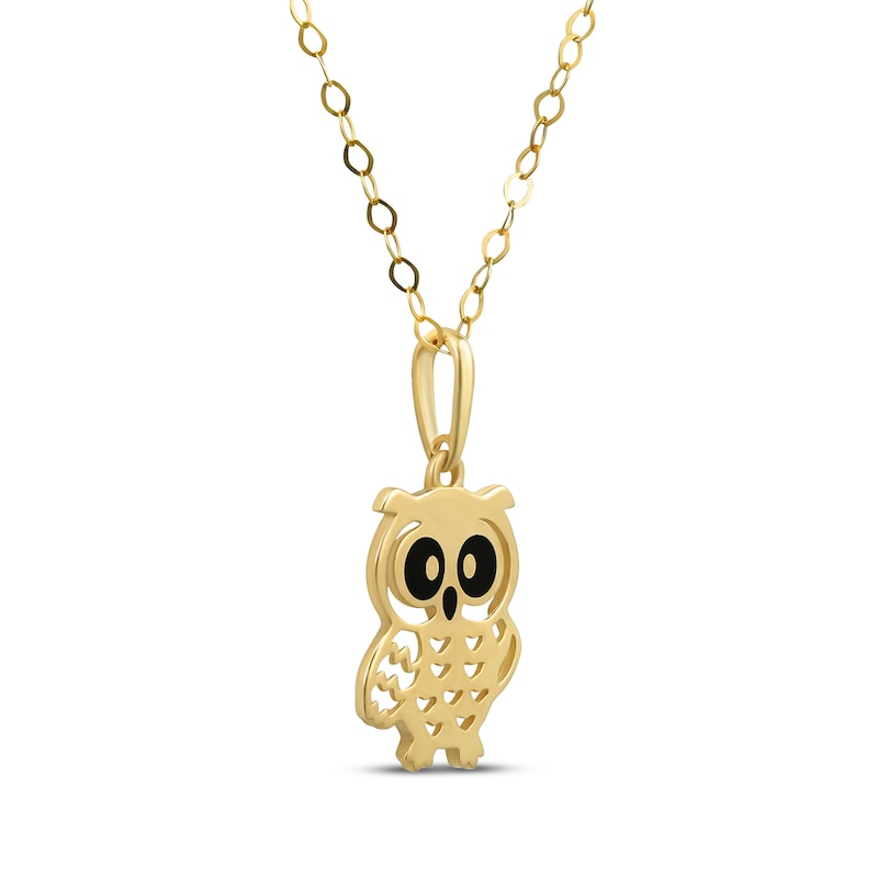 Main Image 2 of Children's Owl Necklace 14K Yellow Gold 13&quot;