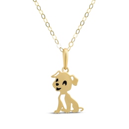 Children's Puppy Necklace 14K Yellow Gold 13&quot;
