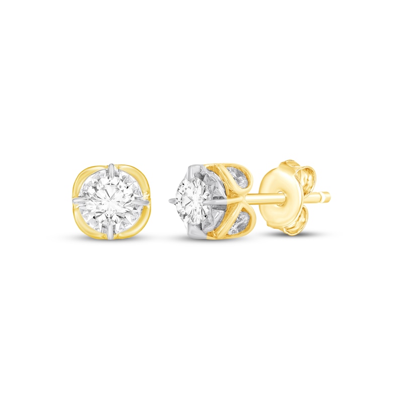 Main Image 1 of Round-Cut Diamond Stud Earrings 1/2 ct tw 10K Yellow Gold (I/I3)