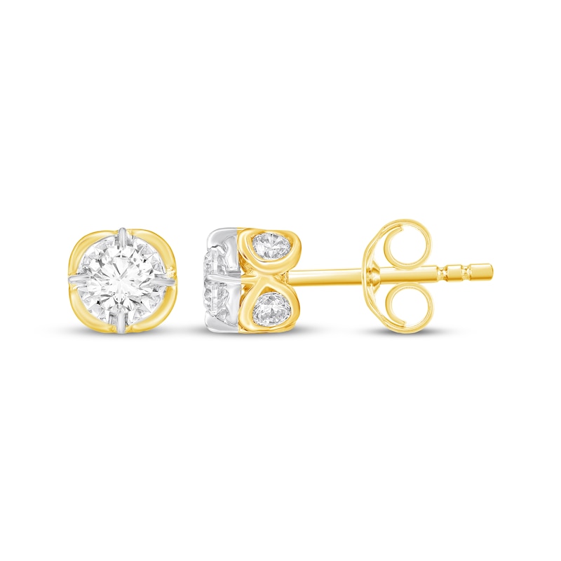 Main Image 3 of Round-Cut Diamond Stud Earrings 1/2 ct tw 10K Yellow Gold (I/I3)