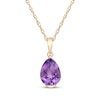 Thumbnail Image 1 of Pear-Shaped Amethyst Bezel-Set Solitaire Necklace 10K Yellow Gold 18&quot;