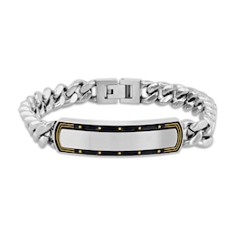 Men's Enamel Star ID Curb Chain Bracelet Stainless Steel 8.63&quot;