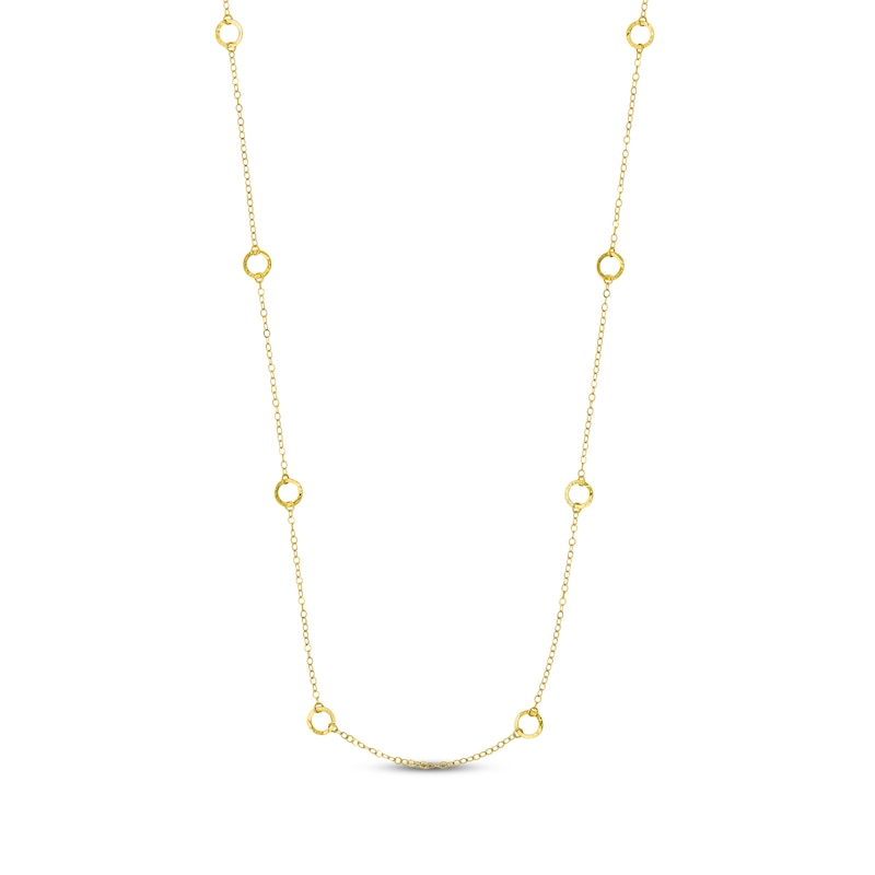 Main Image 1 of Circle Station Necklace 14K Yellow Gold 36&quot;