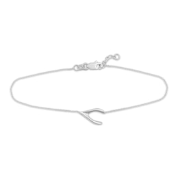 Sideways Wishbone Bracelet 14K White Gold 7&quot;