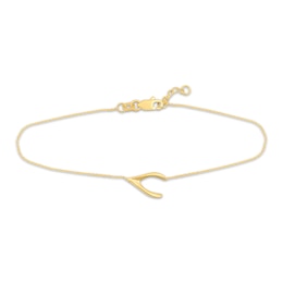 Sideways Wishbone Bracelet 14K Yellow Gold 7&quot;