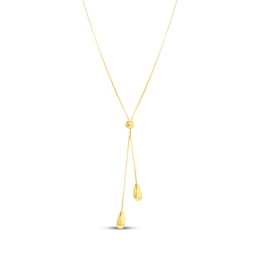 Lariat Teardrop Necklace 14K Yellow Gold 17&quot;