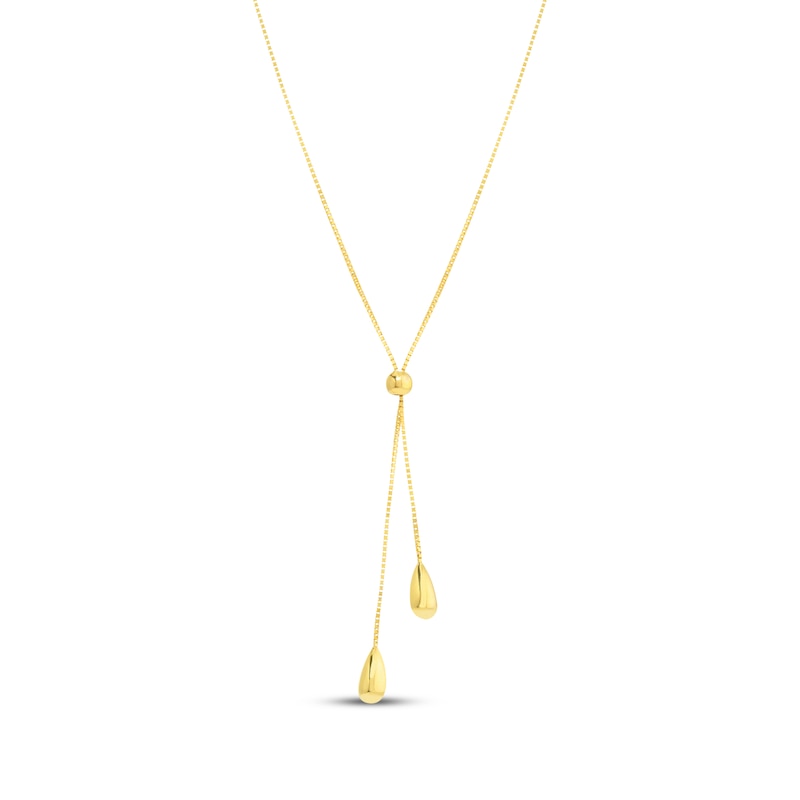 Main Image 1 of Lariat Teardrop Necklace 14K Yellow Gold 17&quot;