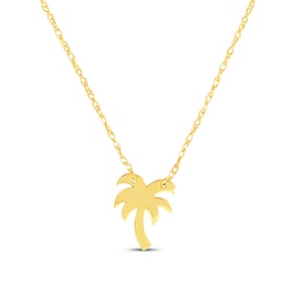 Palm Tree Necklace 14K Yellow Gold 18&quot;