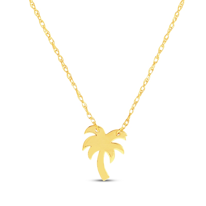 Main Image 1 of Palm Tree Necklace 14K Yellow Gold 18&quot;