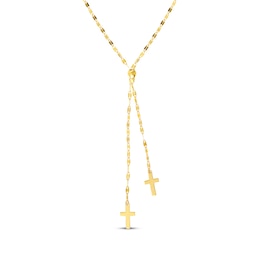 Lariat Cross Necklace 14K Yellow Gold 18&quot;