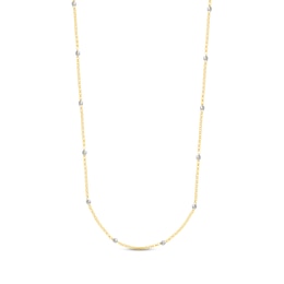 Faceted Bead Station Chain Necklace 14K Two-Tone Gold 36&quot;