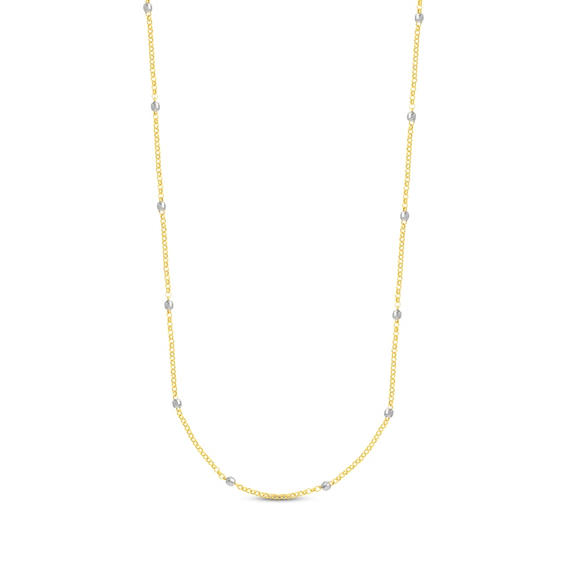 Main Image 1 of Faceted Bead Station Chain Necklace 14K Two-Tone Gold 36&quot;