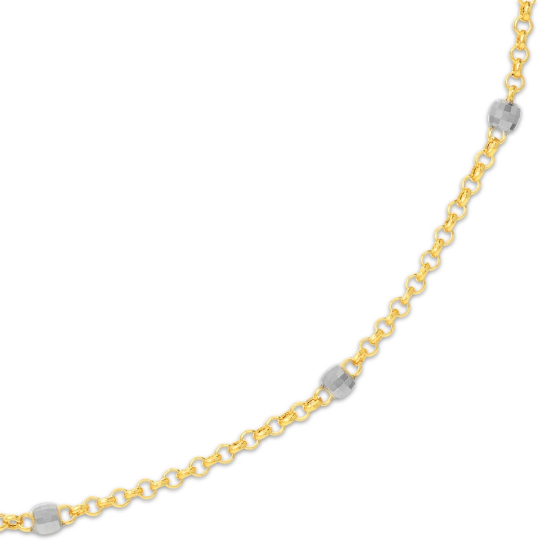 Main Image 2 of Faceted Bead Station Chain Necklace 14K Two-Tone Gold 36&quot;