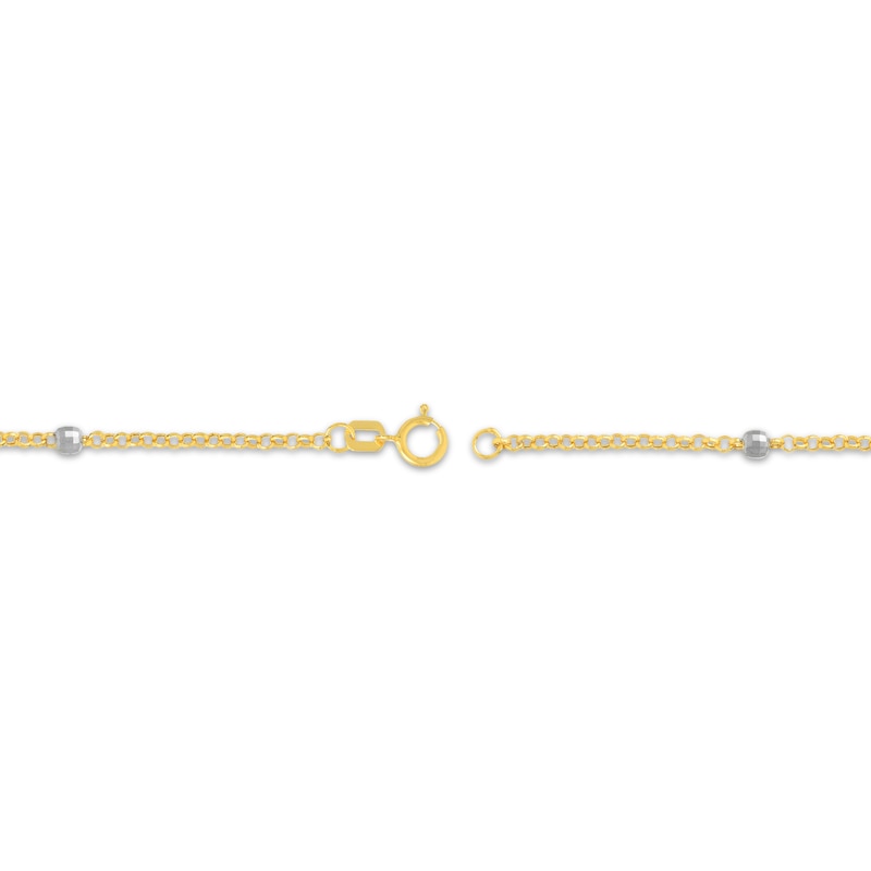 Main Image 3 of Faceted Bead Station Chain Necklace 14K Two-Tone Gold 36&quot;