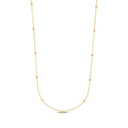 Faceted Bead Station Chain Necklace 14K Yellow Gold 36&quot;