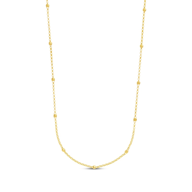 Main Image 1 of Faceted Bead Station Chain Necklace 14K Yellow Gold 36&quot;