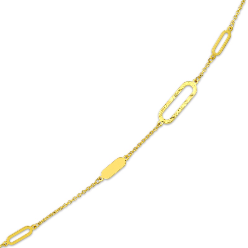 Main Image 2 of Paperclip & Oval Link Station Chain Necklace 14K Yellow Gold 36&quot;