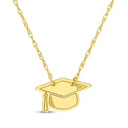 Graduation Cap Necklace 14K Yellow Gold 18&quot;