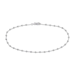 Faceted Bead Station Chain Necklace Sterling Silver 36&quot;