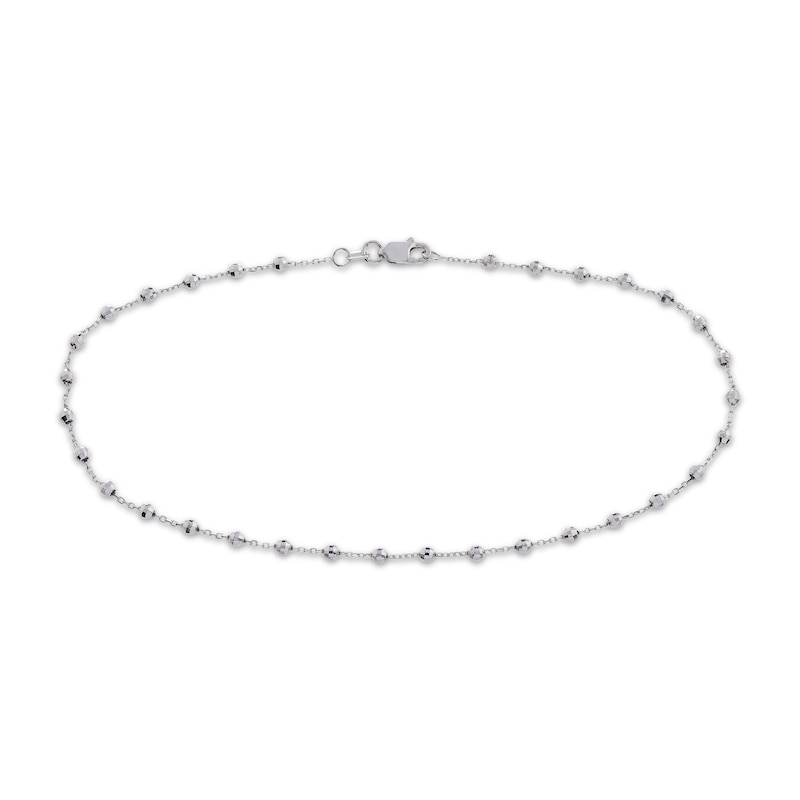 Main Image 1 of Faceted Bead Station Chain Necklace Sterling Silver 36&quot;