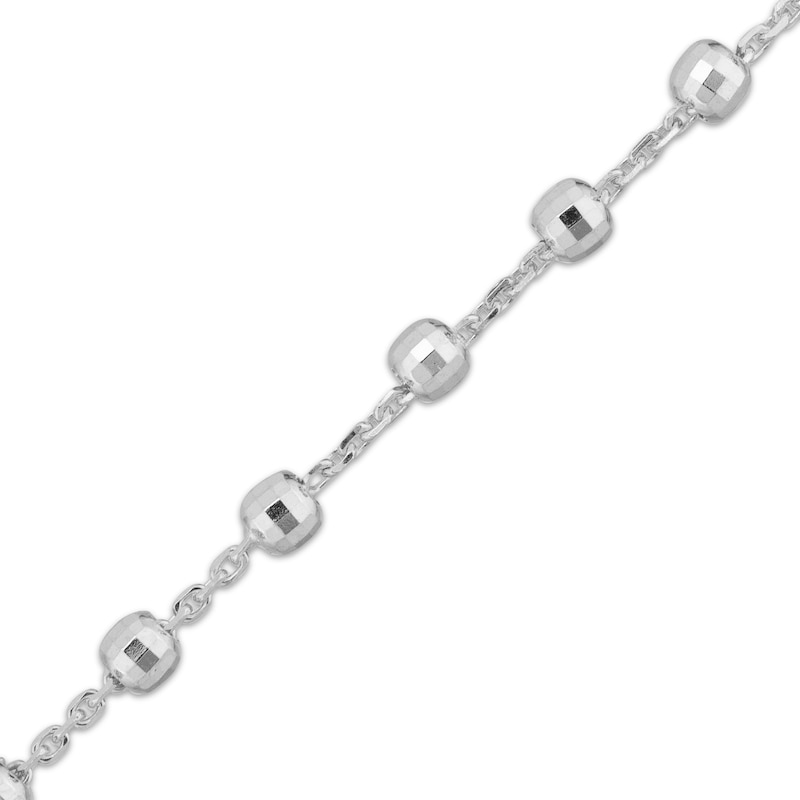 Main Image 2 of Faceted Bead Station Chain Necklace Sterling Silver 36&quot;