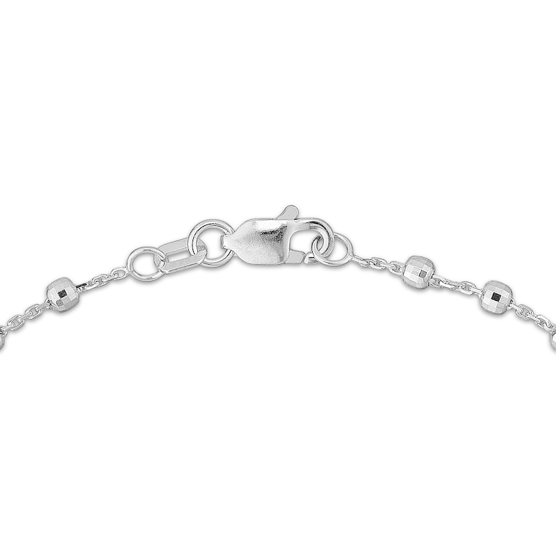 Main Image 3 of Faceted Bead Station Chain Necklace Sterling Silver 36&quot;