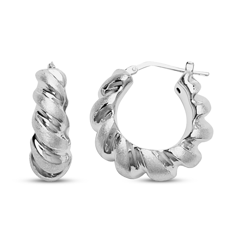 Main Image 1 of Twist Hoop Earrings Sterling Silver