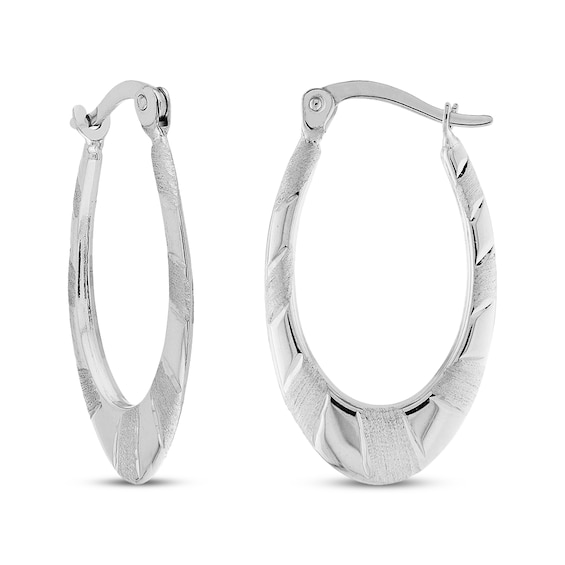Oval Hoop Earrings Sterling Silver