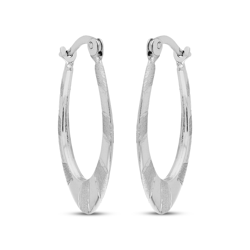 Main Image 2 of Oval Hoop Earrings Sterling Silver