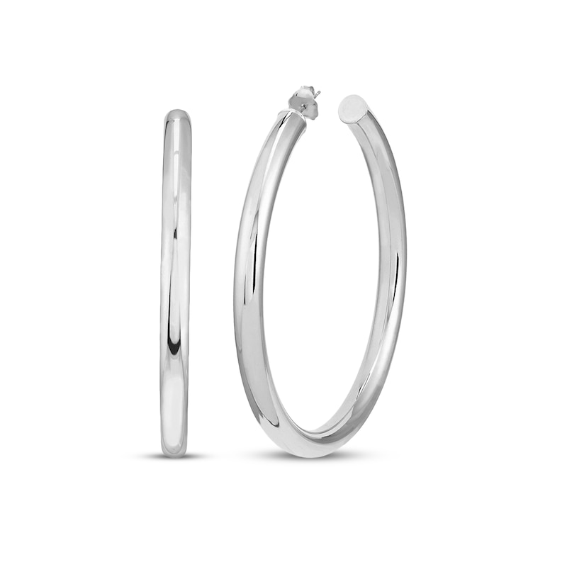 Main Image 1 of Tube Hoop Earrings Sterling Silver 60mm