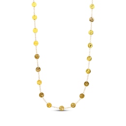 Hammered Disc Station Chain Necklace 14K Yellow Gold 36&quot;