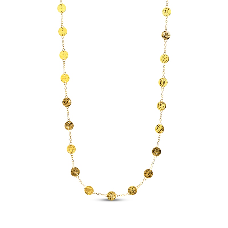 Main Image 1 of Hammered Disc Station Chain Necklace 14K Yellow Gold 36&quot;