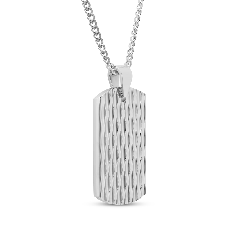 Main Image 2 of Men's Textured Dog Tag Necklace Stainless Steel 24&quot;