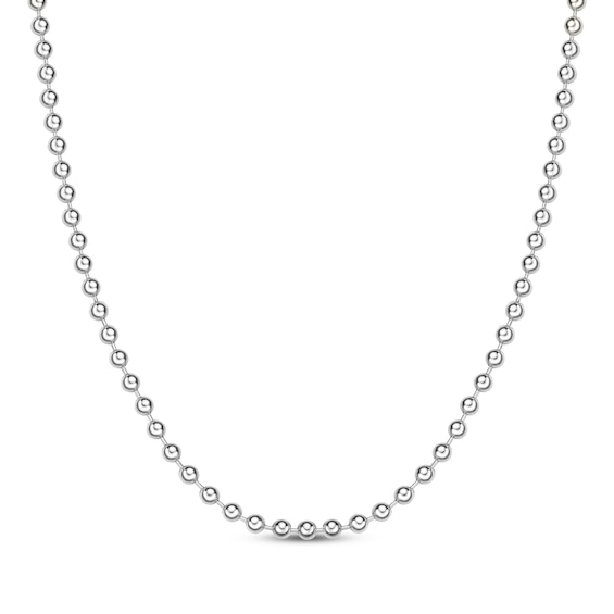 Bead Chain Necklace 4mm Stainless Steel 22"