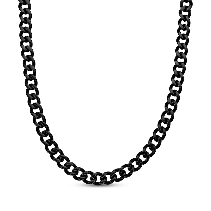 Main Image 1 of Solid Curb Chain Necklace 11mm Black Ion-Plated Stainless Steel 20&quot;