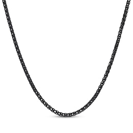 Solid Wheat Chain Necklace 3mm Black Ion-Plated Stainless Steel 20&quot;