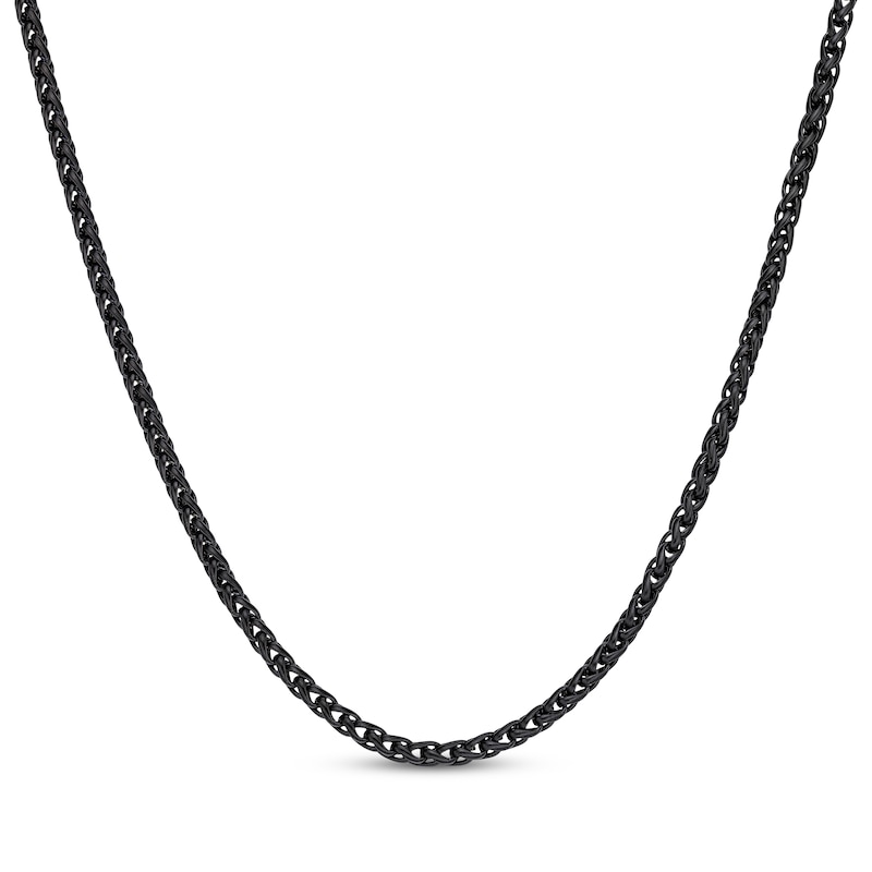 Main Image 1 of Solid Wheat Chain Necklace 3mm Black Ion-Plated Stainless Steel 20&quot;